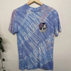 Tie dye blue & purple Broken Promises Grim Reaper T shirt Men's size small G10